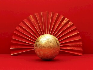 金珠红扇 中式雅致摆件