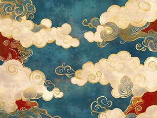 中式古典祥云图案背景
