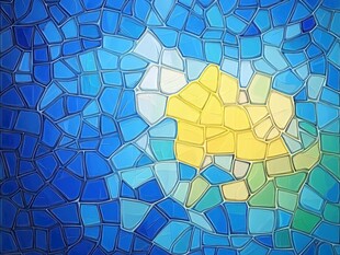 蓝色马赛克拼贴艺术图案