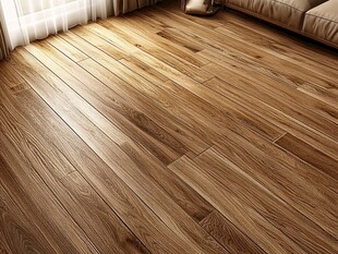 温馨客厅木质地板特写