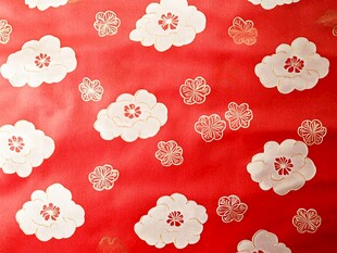 红色云纹花朵中式纹理图案
