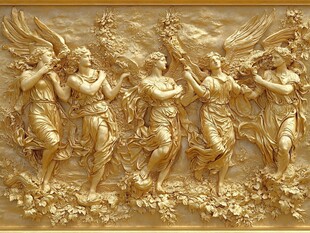 金色天使浮雕艺术佳作