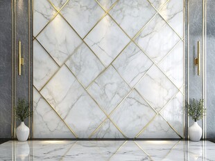 大理石菱形拼花奢华墙面