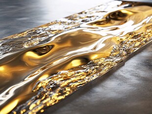 流动的金色液态金属奇观