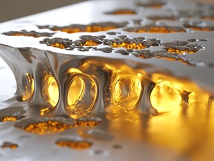 金属表面的液态金流动景象