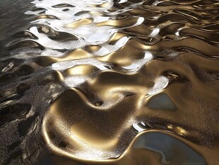 金色波纹液体质感画面