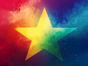 彩虹五角星梦幻背景图