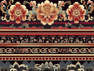 中式传统花卉边框图案