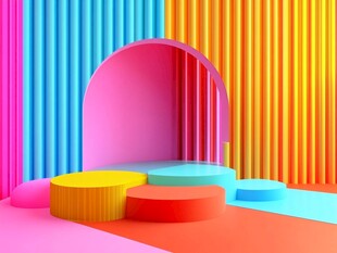 多彩几何造型展示空间