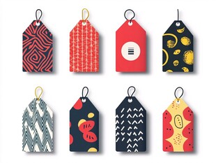 多彩几何图案行李牌设计