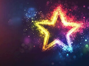 五彩霓虹闪烁星星背景图