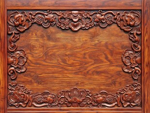 中式木雕花纹实木装饰板