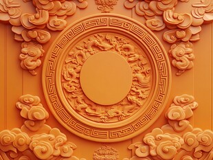 中式浮雕龙纹墙面装饰