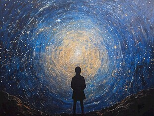 仰望浩瀚星河的孤独身影