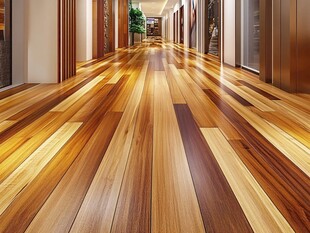 宽敞明亮的木质走廊地板