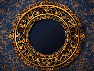 金色华丽圆形花纹装饰框