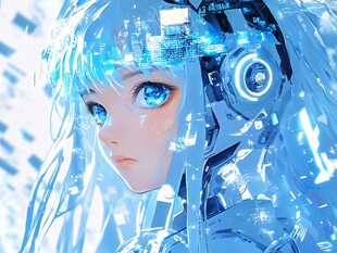 蓝发机械少女的科幻魅力