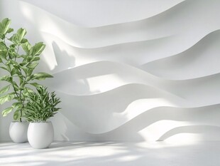 简约白墙绿植装饰空间