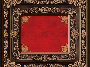 复古红底金色花纹边框图案