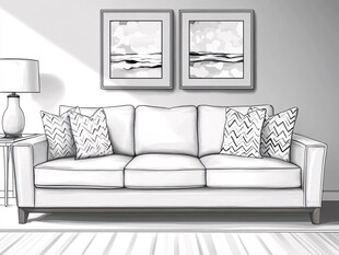 简约客厅沙发装饰画场景