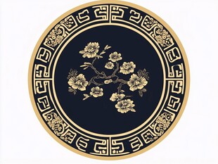 中式花卉圆纹装饰图案
