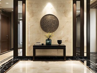 现代中式风豪华入户玄关