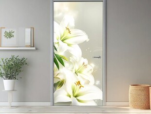 清新百合玻璃门装饰画