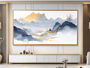 新中式山水装饰画客厅挂画