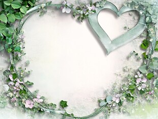 心形绿植花环背景图