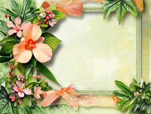 花卉绿叶装饰画框背景图
