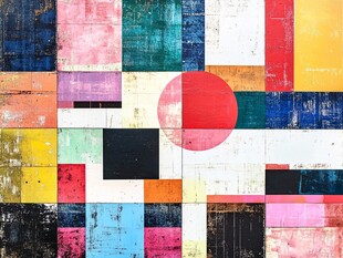 多彩几何拼接抽象艺术画