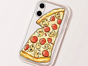 卡通披萨图案手机保护壳
