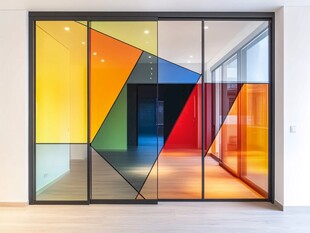彩色几何玻璃室内隔断门