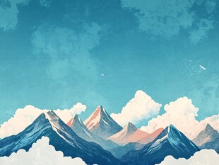 云端雪山梦幻风景图