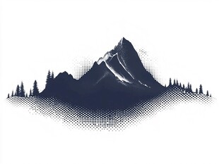 山峰森林简约黑白插画