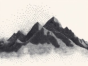 点状绘成的巍峨山脉