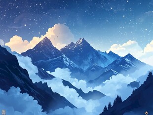 星空下的巍峨群山