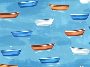 蓝天下的多彩小船图案