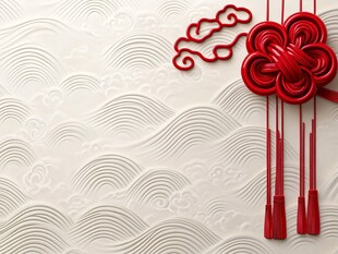 中式红结遇雅致云纹背景