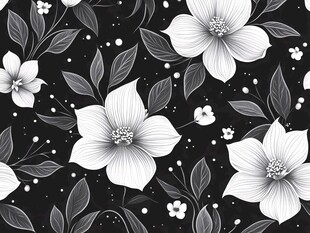 黑白花卉图案背景纹理