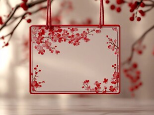 中式红梅花装饰挂牌