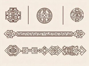 中式传统几何图案纹饰集