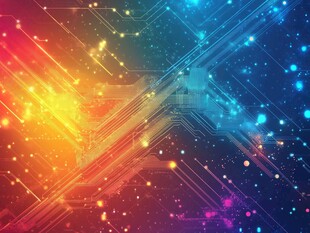炫彩科技感电路板背景图