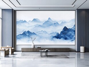 新中式山水客厅背景墙