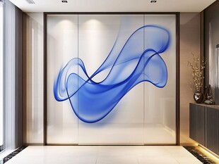 蓝色流动艺术玄关背景墙