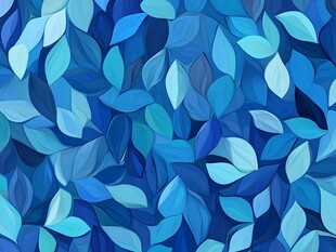 蓝色叶片无缝图案背景