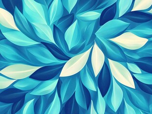 蓝绿叶片抽象艺术图案