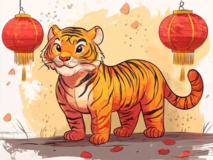 萌虎贺岁 红灯笼添喜庆