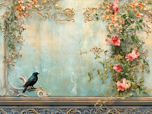 花鸟装饰墙面艺术图景