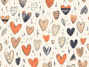 手绘爱心图案无缝背景